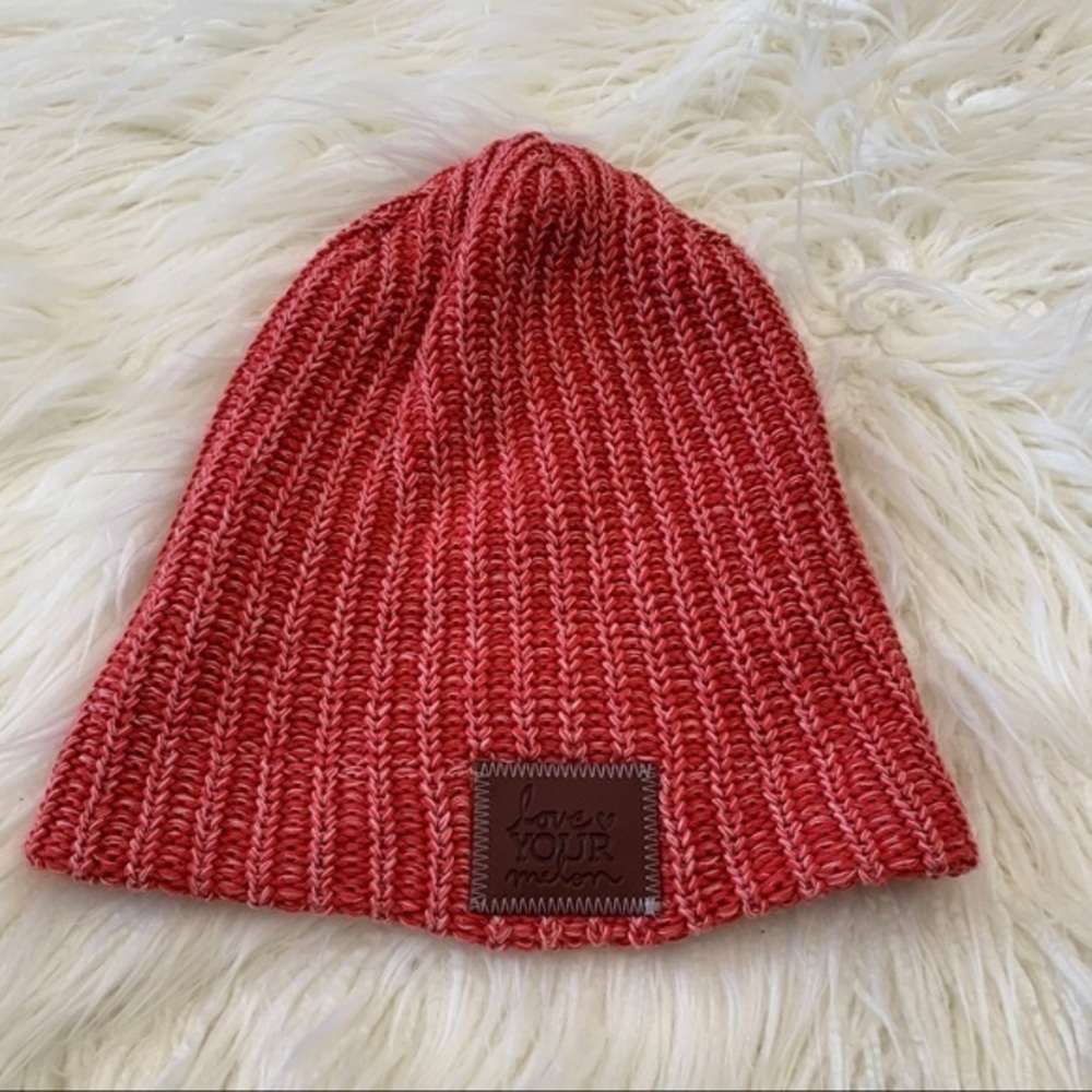 Love your melon red marled knit logo‎ beanie hat